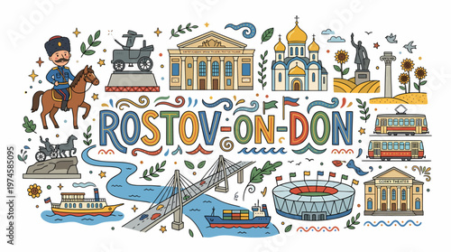 Rostov-on-Don Cityscape Illustration - Landmarks and Culture