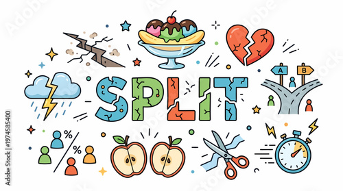 Split Concept Illustration: Decision, Breakup, Division, Choice