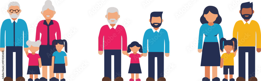 Obraz premium A group of diverse people and children standing together in an illustration