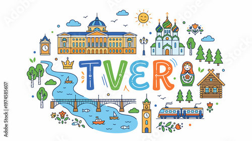 Tver Cityscape Illustration - Russian Landmarks & Symbols