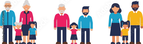 A group of diverse people and children standing together in an illustration