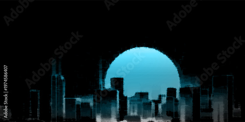 Retro background landscape 1980s style. Retro 80s Sci-Fi background city Landscape.Futuristic background retro wave eps 10