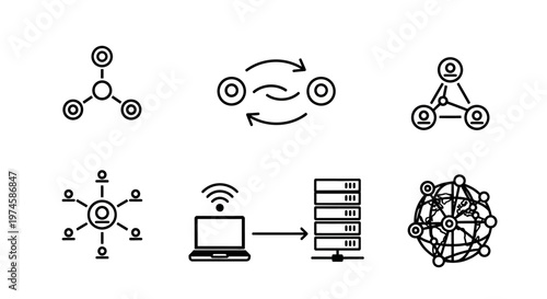 Network connection icons representing communication and data exchange concepts
