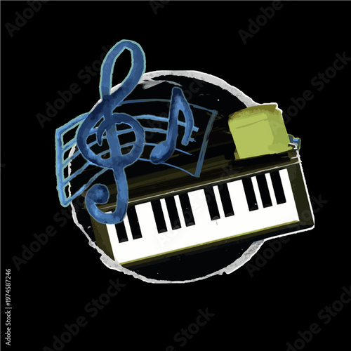 piano keys and music notes