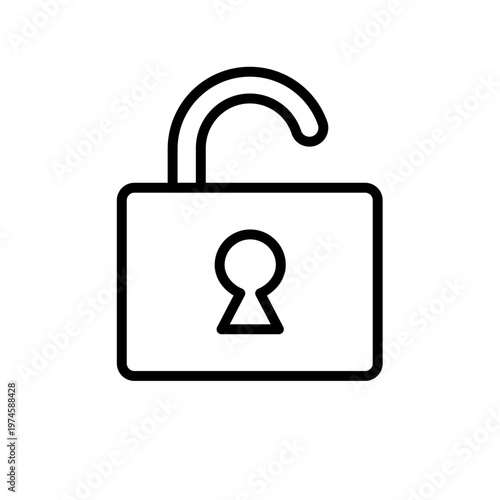 シンプルセキュリティアイコンシリーズ – 開いた鍵アイコン 線画