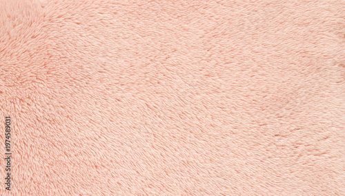 Soft pink faux fur texture, fluffy plush fabric background with long pile for cozy winter designs
