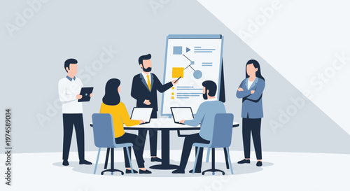 Business Decision Planning Workshop and Discussion Session Illustration