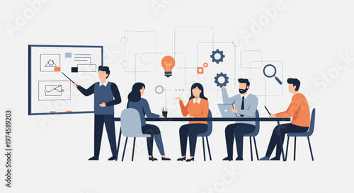 Corporate Innovation Planning and Workshop Discussion Session Illustration