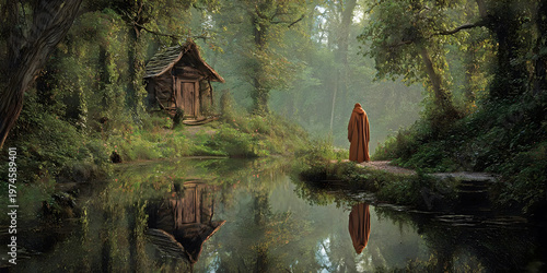 Where Silence Walks Beside the Water, ai generated.