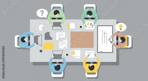 Minimal Flat Vector Illustration of Project Evaluation Workshop Session