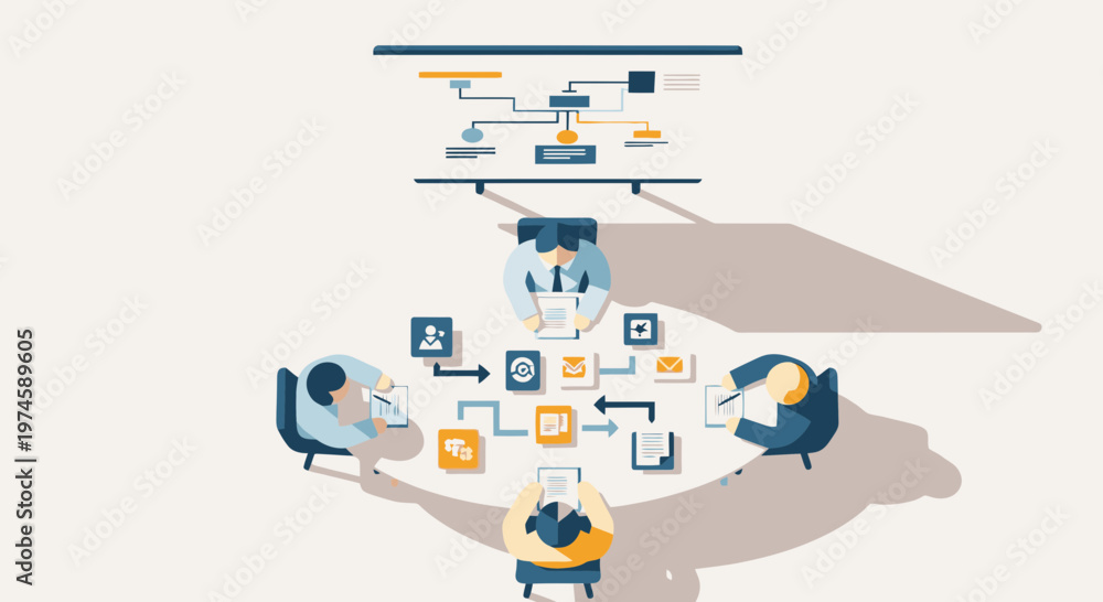 Fototapeta premium Office Workflow Planning Discussion Workshop Session Illustration