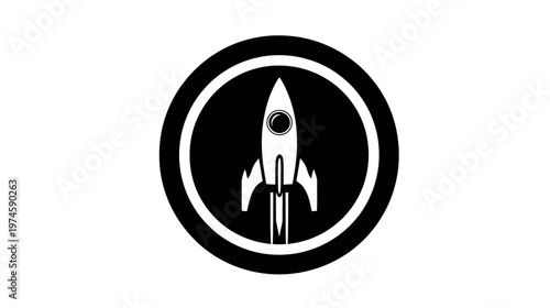 Monochromatic Rocket Launch Icon - Startup Business Symbol for Innovation, Speed, and Success