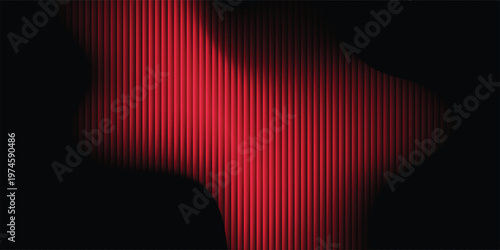 Modern vibrant red vertical stripe background with curved deep shadows and smooth motion, minimal clean professional composition, vector illustration art
