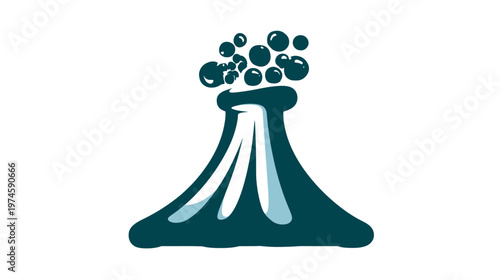 Bubbling chemical reaction in a laboratory flask. Science experiment or chemistry icon, vector graphic illustration.