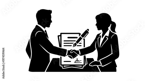 deal contract vector black white icon