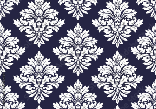 Seamless floral ornament pattern inspired by classical European decorative arts