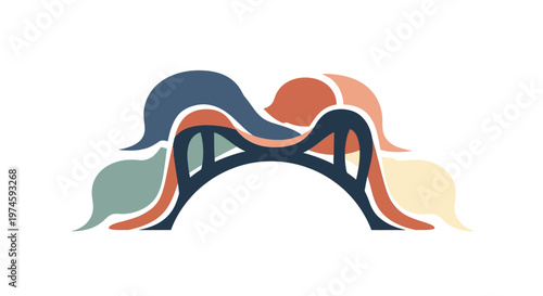 Colorful abstract bridge design element.