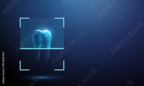 3d tooth inside digital scanning frame. Dental diagnostics, digital tooth scanning, cavity detection, enamel analysis, oral health monitoring, clinical assessment concept.