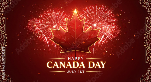 Spectacular canada day fireworks celebrating july 1st with a fiery maple leaf display