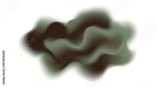 Abstract dark green and black swirling shapes on white background