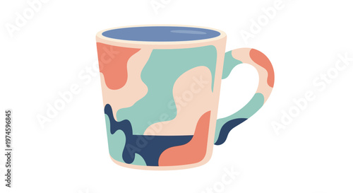 Colorful Mug with Abstract Pattern Design.
