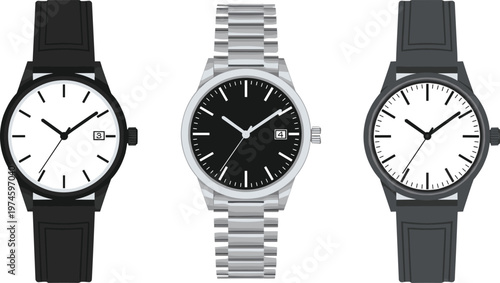Wrist Watch Collection with Analog Timepieces Classic Modern and Luxury Styles for Fashion Accessories Time Management and Elegant Design Illustration