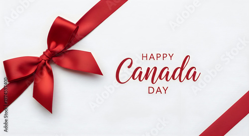 Happy canada day festive red ribbon typography for canada's national holiday