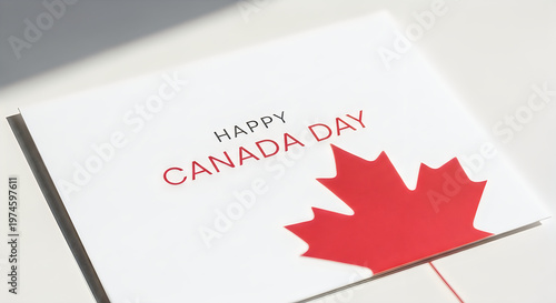 Title happy canada day festive red maple leaf celebration national pride description a close up of a red maple leaf with 'happy
