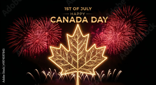 Spectacular canada day fireworks celebrating canadian pride with a maple leaf display