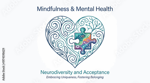 Mindfulness Mental Health Neurodiversity Acceptance Heart Puzzle