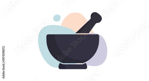 Mortar and Pestle Icon Illustration Design.
