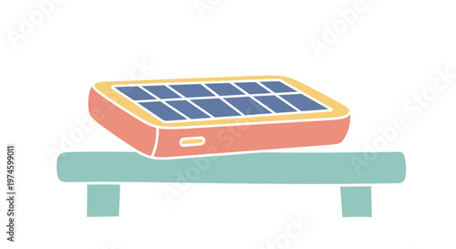 Solar Panel on a Bench Illustration.