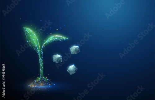 Green stevia plant with sweetener cubes Natural sweetener source, sugar substitute, low calorie sweetening, healthy nutrition choices, dietary sugar reduction concept.