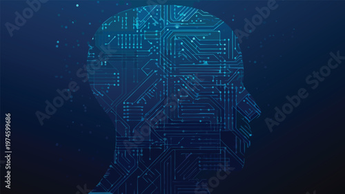 Digital brain a human head shaped by intricate circuit patterns