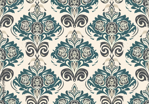 Elegant wallpaper design with balanced floral motifs and ornamental leaf accents