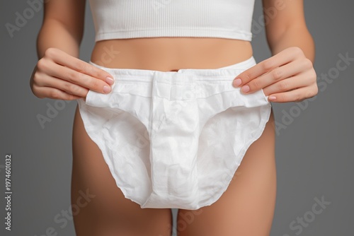 Woman Holding a White Adult Diaper