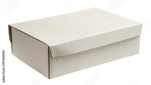 Konstfotografi Plain white cardboard shoebox with lid, isolated on transparent background