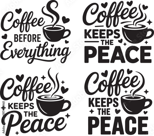 Coffee t-shirt design set
