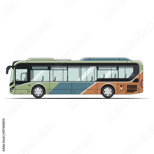 Modern City Bus Side View Public Transportation Vehicle.