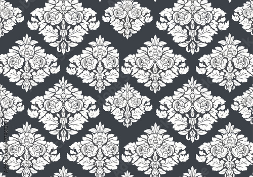High-end ornamental textile pattern featuring repeating floral motifs in a balanced layout