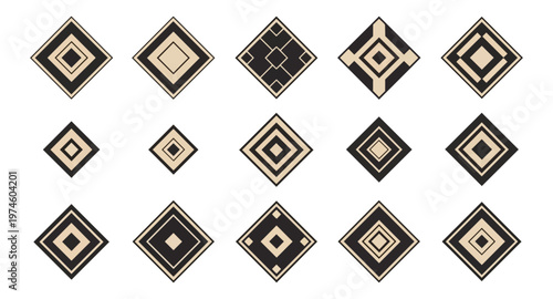 Geometric diamond shapes pattern on black background
