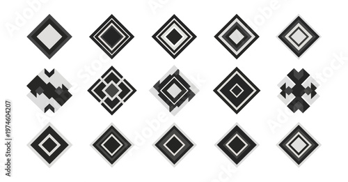 Geometric diamond shapes patterned on black background