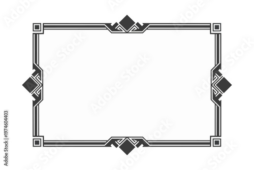 Geometric frame with decorative elements on black background