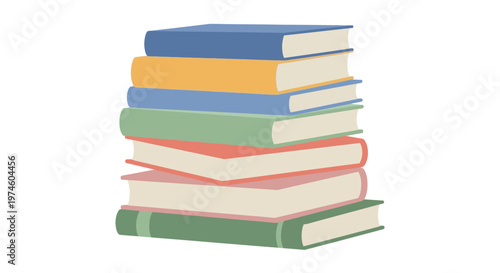 Stack of Colorful Books Illustration.