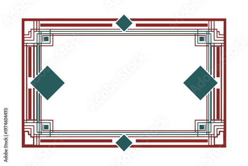 Geometric frame with diamond accents on black background