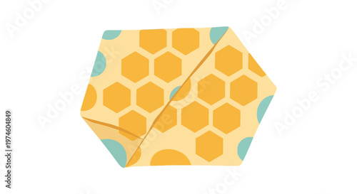 Yellow Origami Paper with Honeycomb Pattern.