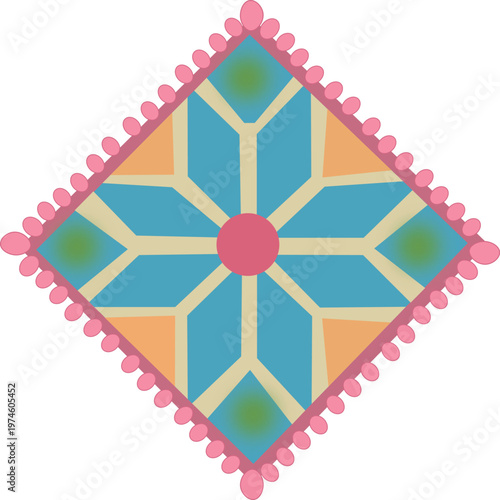 Geometric Mandala with Hanging Tassels Design