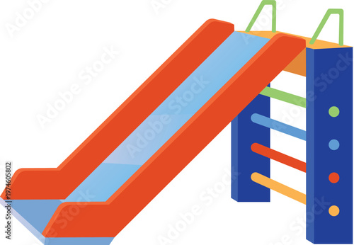 Children's playground slide, colorful slide for kids recreation, vector cartoon fun facility for sliding down isolated