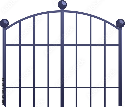 Metal fence, vector flat steel picket, city park garden barrier, cartoon backyard border isolated, boundary construction