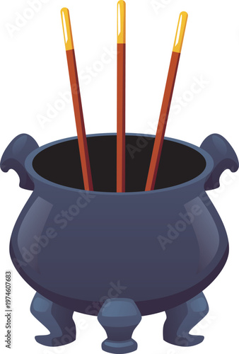 Aroma sticks incense vector flat icon, smoking burning aroma stick in the pot stand, aromatherapy and meditation